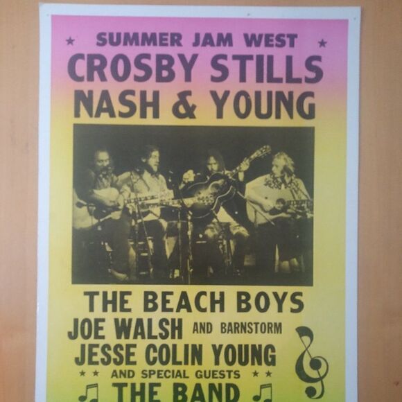 Other - Vintage Crosby Stills Nash Young Beach Boys Summer Jam West 1974 Poster